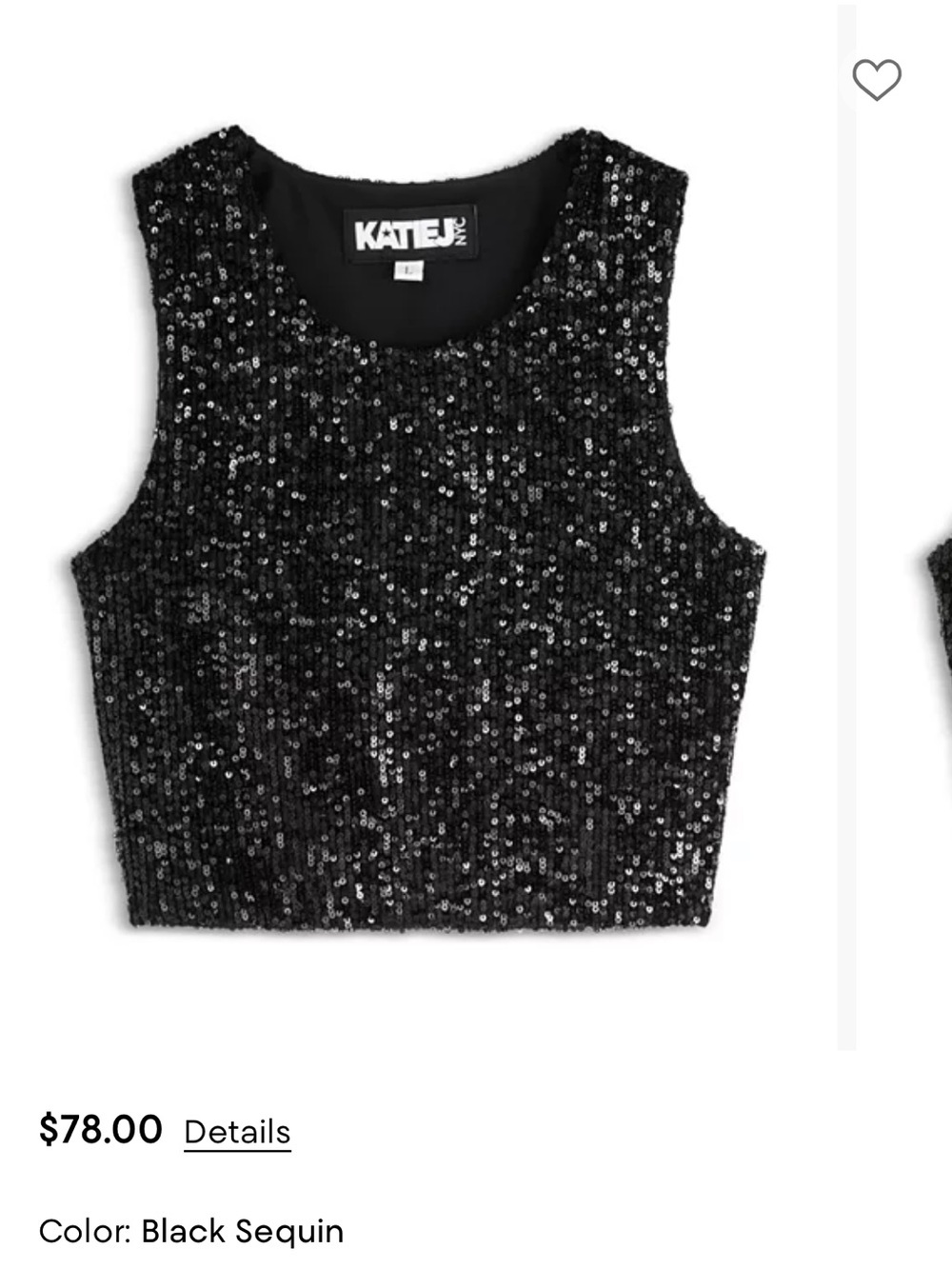 Katiej nyc Girls' Miley Cropped Sequined Top size L girls